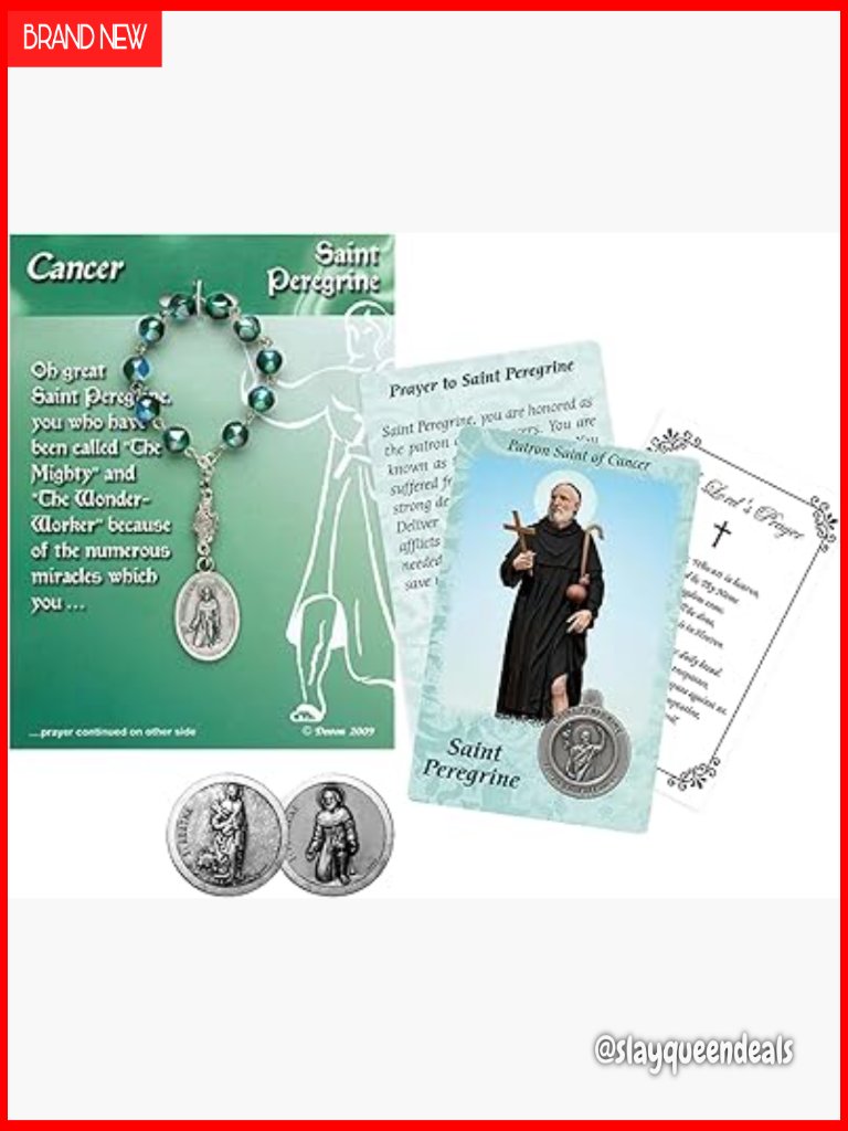Saint Peregrine Decade Rosary Set With Prayer Card Medal Coin